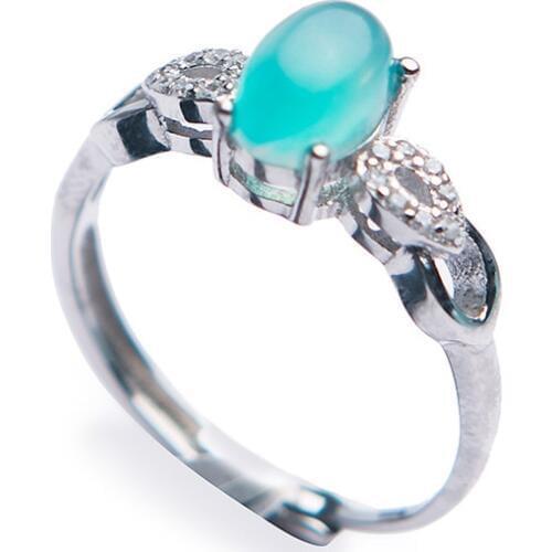 Natural Adjustable Amazonite Crystal Ring Genuine Women Ring Adjustable Size Crystal Ring Popular 925 Sterling Silver Stone Ring