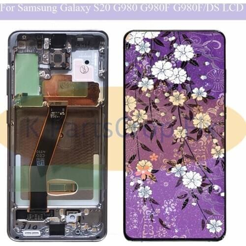 6.2'Super amoled For Samsung Galaxy S20 Lcd G980,G980F LCD G980F/DS LCD with Frame Touch Screen Digitizer For Samsung s20 LCD