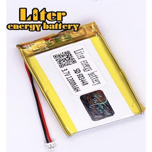 1.25MM 2pin connector 3.7 V 603448 1200mah Rechargeable lipo battery polymer lithium battery e-books GPS PDA Car recorder