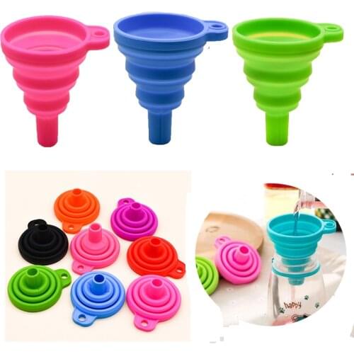 1PC/2PCS Silicone Folding Funnels Kitchen Tools Kitchen Accessory Foldable Funnel Mini Silicone Collapsible Portable Funnel