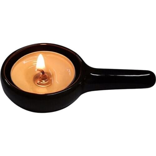 2020 Ceramic Candle Holder with Handle Dinner Table Decoration Solid Color Classic Retro Candlestick Stand for Wedding Party