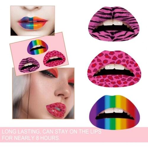 3Pcs Lip Decal Stickers Temporary Lovely Paper Lip Masque Makeup Artistic Lip Sticker for Stage Makeup Tool