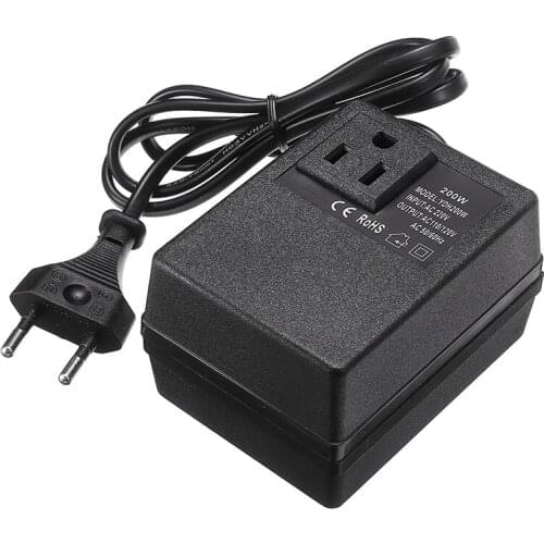 200W AC Power Adapter 220V to 110V Professional Travel Converter Transformer Power Adapter EU Plug