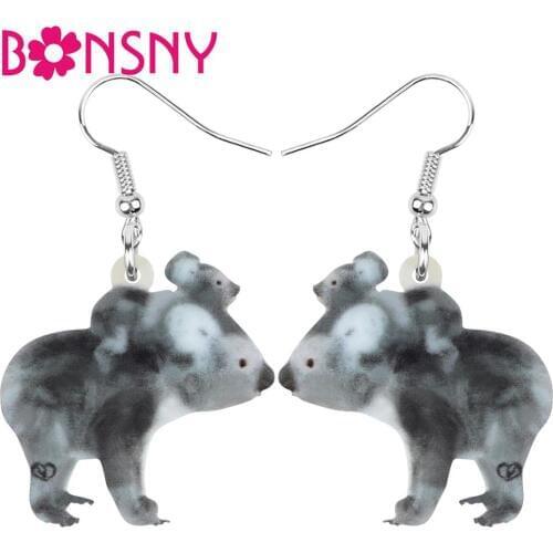 Bonsny Acrylic Australia Koala Earrings Animal Drop Dangle Decorations Jewelry For Women Girl Teen Kids Charm Hot Sale Gift Bulk