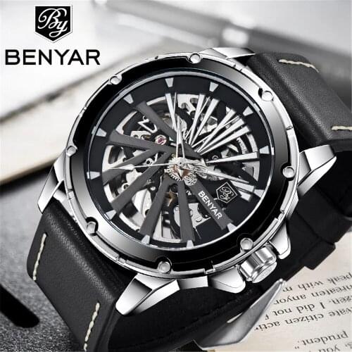 2021 New BENYAR Men Watch Top Luxury Brand Tourbillon Automatic Mechanical Watch Men Waterproof Leather Strap Relogio Masculino