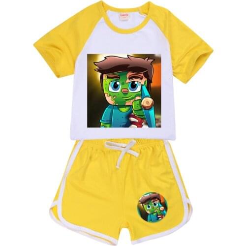 Kids Beckbro Sports Tracksuit Children Summer Clothes Set Girls Boys Shorts Sleeve Tshirt Pants Outfit Cartoon Pyjamas Clothing