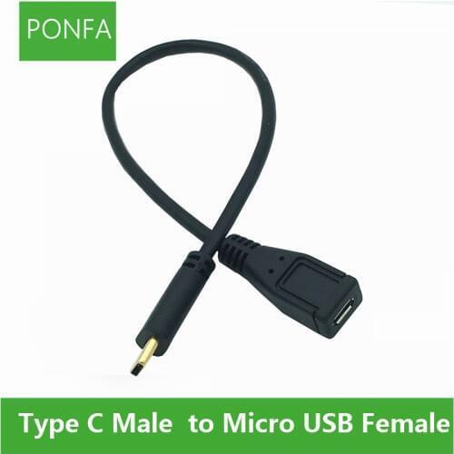 Reversible Design USB 2.0 3.1 Type C Male Connector to Micro USB 2.0 Female Data Cable for huawei p10 xiaomi 5 Macbook Tablet