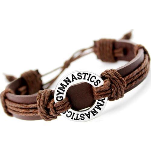 Gymnastics Calisthenics Golf Soccer Football Baseball Softball Volleyball Lacrosse Hockey Tennis Charm Leather Bracelets Jewelry
