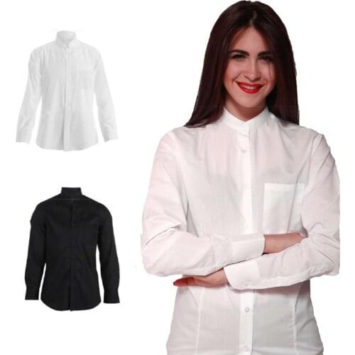 Korean woman Maid Restaurant Hall ceremonies pizza cotton work shirt