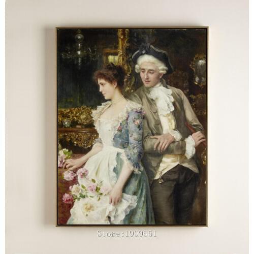 Classical court figures noble sweet lover canvas printings oil painting printed on cotton no frame wall art decoration picture