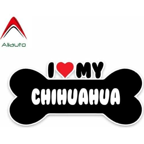 Aliauto Creative Car Sticker I Heart My Chihuahua Bone PVC Automobile Motorcycles Waterproof Sunscreen Decals,15cm*7cm