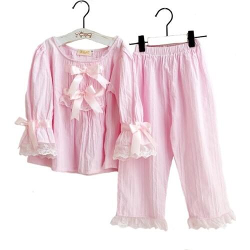 Baby Girl Summer Pajamas 2020 Homewear long sleeve pyjamas for girls Lace princess Toddler girls pajamas set 3 Years-Adult