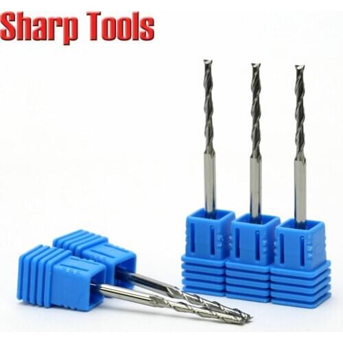 Hot 3.175x2.5x22mm- Wood Milling Cutter Set, 2 Flute End Mill Spiral Bits for CNC Router, Carbide Cutting Tools for Wood Working