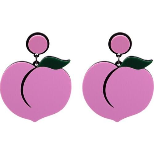 Web Celebrity Fashion Pink Juicy Peach Acrylic Earrings Trendy Cute Big Peach Drop Earrings For Women Jewelry Wholesale E19154