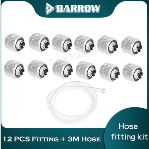 Barrow Soft Tube Fittings Combo Kit 3/8''Thick 9.5*15.9mm/9.5*12.7mm PC Water Cooling System,Black Silver White Gold