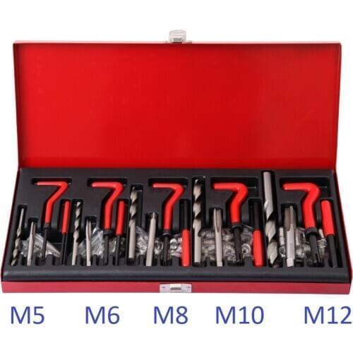 131 pcs M5 M6 M8 M10 M12 Car Engine Block Restoring Damaged Thread Repair Tool Kit for Helicoil Car Repair Tools Coarse Crowbar