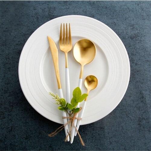 Best-selling delicate 304 Stainless Steel Western Silverware Cutlery Set Noble Fork Knife Dessert Dinnerware Kitchen Food