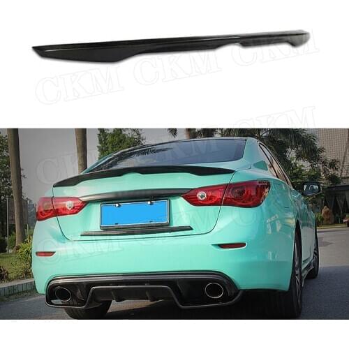 Real Carbon fiber / FRP Rear Boot Lid Spoiler Wings For Infiniti Q50 Q50S Spoiler 2014 - 2020 Back Trunk Trim Sticker