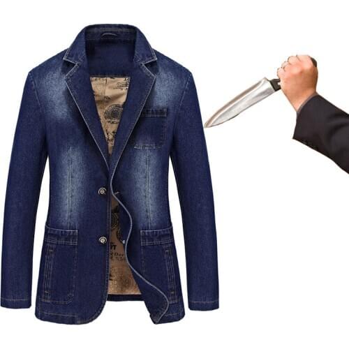 New Denim Suit Anti-Cut Anti-Stab Self-Defense Men Safety Jacket Police Fbi Stealth Soft Tactical Anticorte Hombre Clothing 4XL