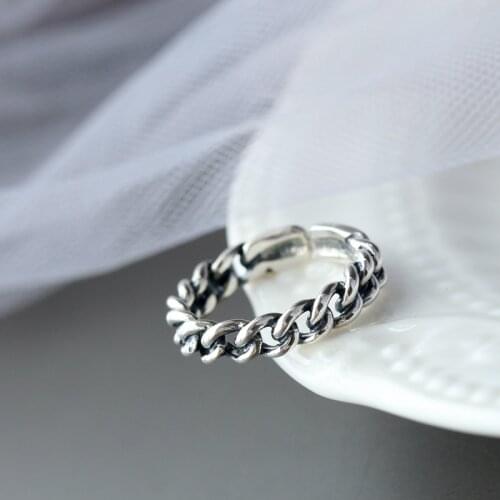Authentic 925 Sterling Silver Vintage Decorative Rings Handmade Fine Jewelry Creative Minimalist Design Open Adjustable Rings