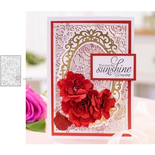 Mmao Crafts Metal Steel Cutting Dies New Rose flower rectangular frame Scrapbooking Paper/photo Cards Embossing Dies