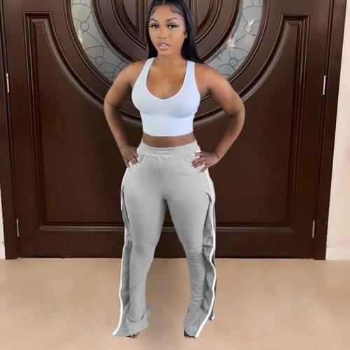 RMSFE 2021 Women Elastic Waist Fashion Casual Solid Color Sexy Multi-Color Elastic Fabric Trousers With Auricularia Edge Pants