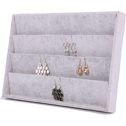 Free Shipping gray 35*24*3.5CM Earrings Ear Studs Organizer Show Case Jewelry Display Holder Box Storage Display Boxes