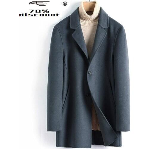 Wool Coat Men Casual Double-sided Korean Long Jacket Mens Coats and Jackets Overcoat Abrigo Hombre 2020 4880 KJ3622