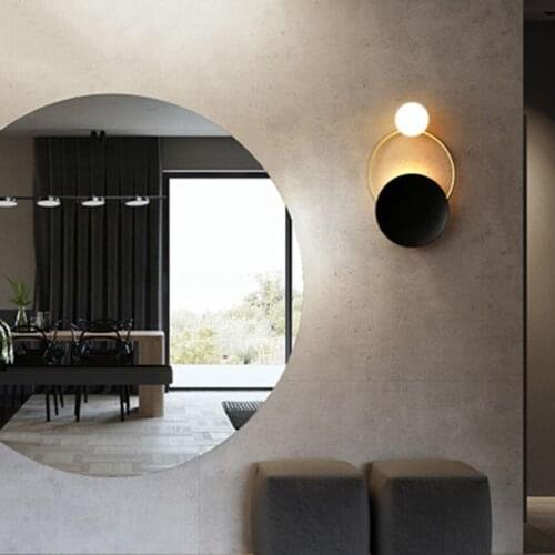 Modern LED Iron Glass Button Ring Wall Lamp Retro LOFT Indoor Lighting Wall Light Cafe Restaurant Balcony Bedroom Light Fixture