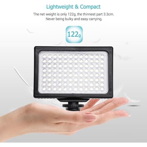 LED Video Light 3200K-5600K Dimmable LED Panel Portable Photography Fill Light with Hot Shoe Adapter and 1/4 Inch Screw Hole