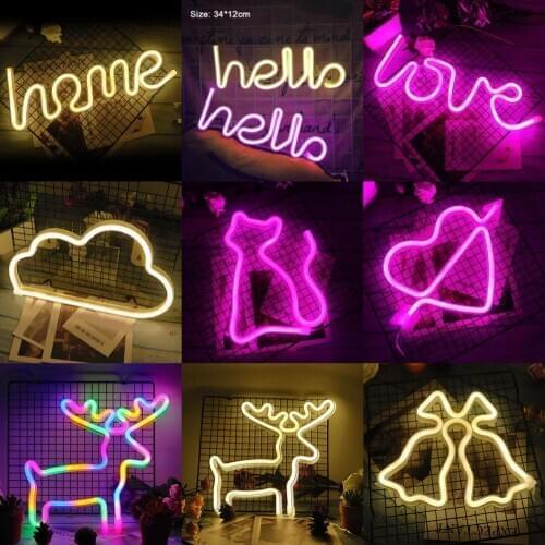 Multi Styles LED Neon Light Sign Creative 520 LOVE Wedding Party Decoration Neon Lamp Valentines Xmas Gift Home Room Night light