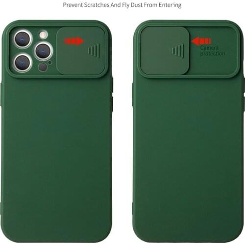 TMWBBT Slide Camera Lens Protect Phone case for iPhone 12 Pro Max X XR XS 11 6 6s 7 8 Plus se 2020 12 mini Silicone Full Cover