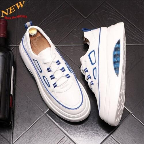 White Leather Men Casual Platform Shoes Hip Hop Flat Board Shoes Designer loafers Tennis Zapatillas Hombre