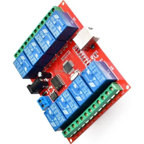 WQScosea Q8S-139 USB 12V 8-Channel ULN2803 Relay Module Upper Programmable Computer PC Smart Switch Controller Home Automation