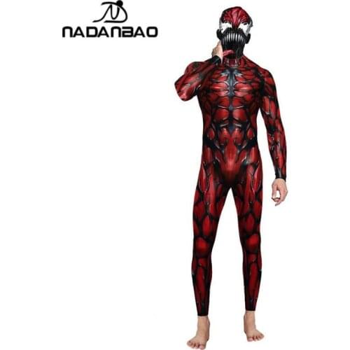 NADANBAO Halloween Cosplay Costumes 2021 New Fashion Womens Sexy Bodysuit 3D Heart Printed Jumpwear Long Sleeves Men Catsuits
