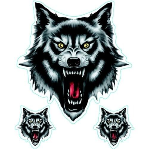 1Pcs Wolf Head Decals Skull Head Fire Flame Funny Self-adhesive Sticker For Motorcycle Car Door Stickers Truck Helmet Decor