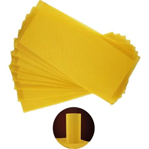 10Pcs Beeswax Sheets Candle Making Craft DIY Kits, Honey Candles Maker Full Bees Wax Honeycomb, Beekeeping Foundation Sheets