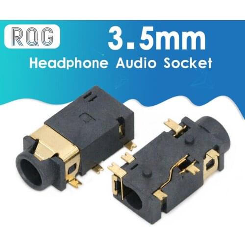 100Pcs 3.5Mm Dip Headphone Socket Audio Socket Pj-342 Surface Mounted 6 Feet Double Track Gold Plated PJ342