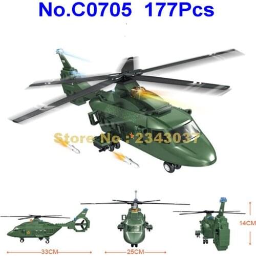 C0705 177pcs Military Z9 Helicopter Building Blocks Toy