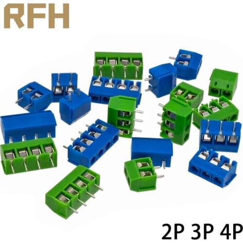 20Pcs KF301 Pitch 5.0mm Straight Pin 2P/3P/4P Screw PCB Terminal Block Connector Blue Green