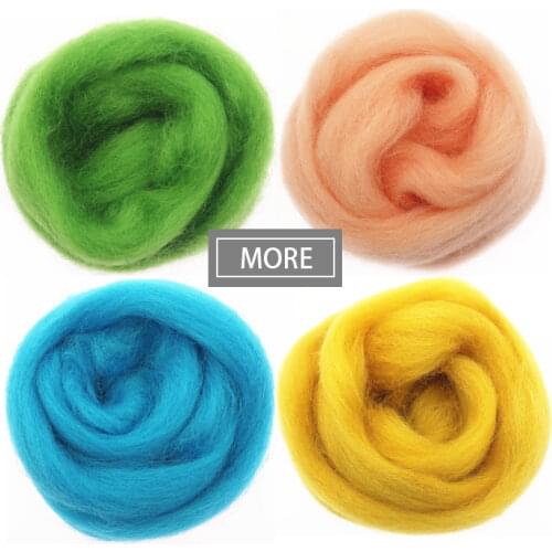 50/100g/bag Soft Felting Wool Tops Roving Wool Fibre for DIY Needle Felting & Wet Felting Doll Needlework Spinning