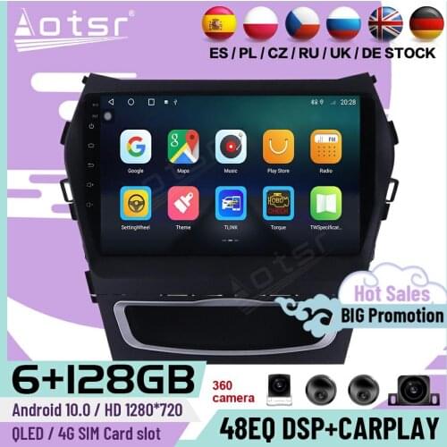 128G Carplay Multimedia Car Stereo Android 10 Player For Hyundai IX45 Santa Fe 2014 2015 2016 2017 2018 GPS Navi Radio Head Unit