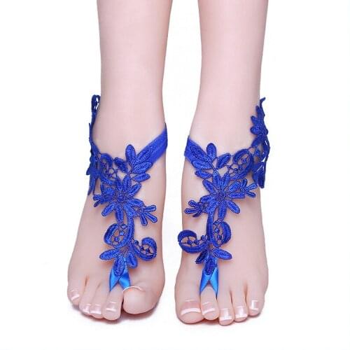 Ankle Bracelet 1 Pair Barefoot Sandals Lace Flower Leaf Anklet Foot Chain Foot Jewelry for Women Wedding Beach HO1527