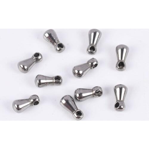 20Pcs/Lot 2.6*6.2mm Stainless Steel Water Drops Charms DIY Extender Tail Chains End Beads For Jewelry Making Supplies