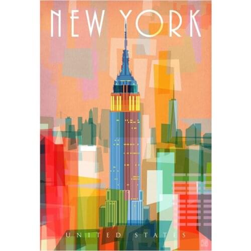 Home Decor New York Retro Travel 4-Silk Art Poster Wall Sicker Decoration Gift