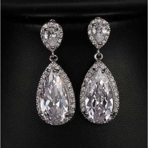 Emmaya Fashion Luxury Bride Wedding Earrings AAA Cubic Zirconia White Gold Color Engagement Jewelry Party Gift