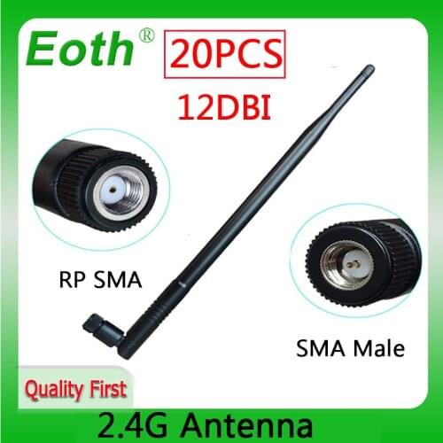 20PCS 2.4GHz RP-SMA Connector WiFi Antenna 12dBi pbx antena 2.4G High Gain Wireless Networking Aerial for Router Indoor Outdoor