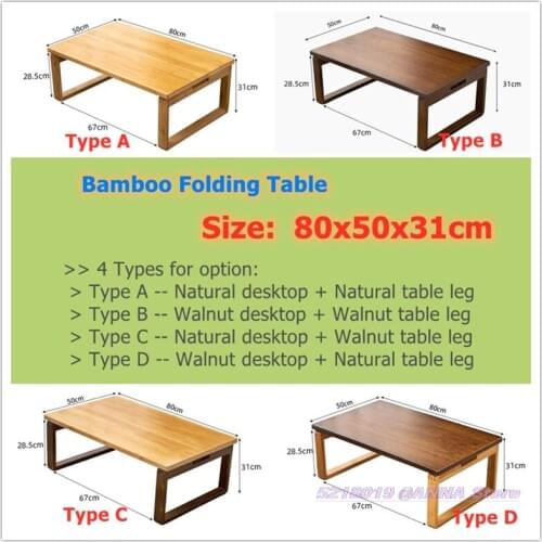 Super Quality Bay Window Table 80x50x31cm Small Coffee Folding Desk Home Supplies Japanese Style Natural Bamboo Furniture Walnut