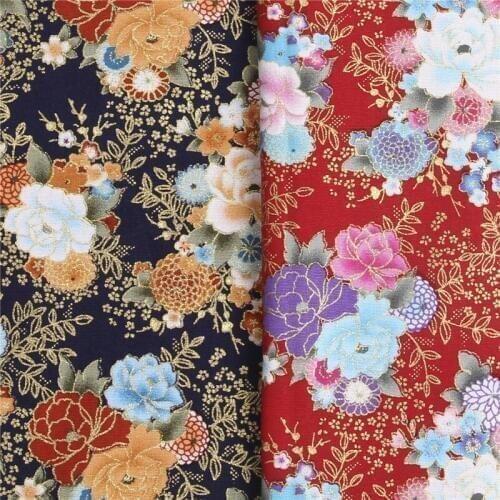 BZ20 100*140cm Blue Red The Japanese Style Florals Printed Cotton Fabric For Womens Clothing Twill Patchwork DIY Sewing Fabric