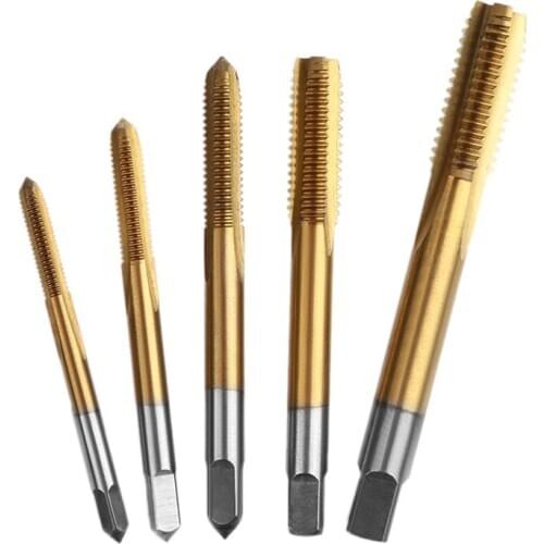 HLZS-Universal m-8Mm Hss Titanium Hand Tap Tapping Screw Thread Metric Plugs Taps Set M3 -M8 Straight Flute